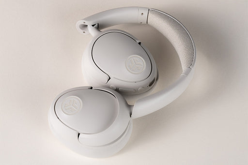 Close up of JBuds Lux Headphones folded up
