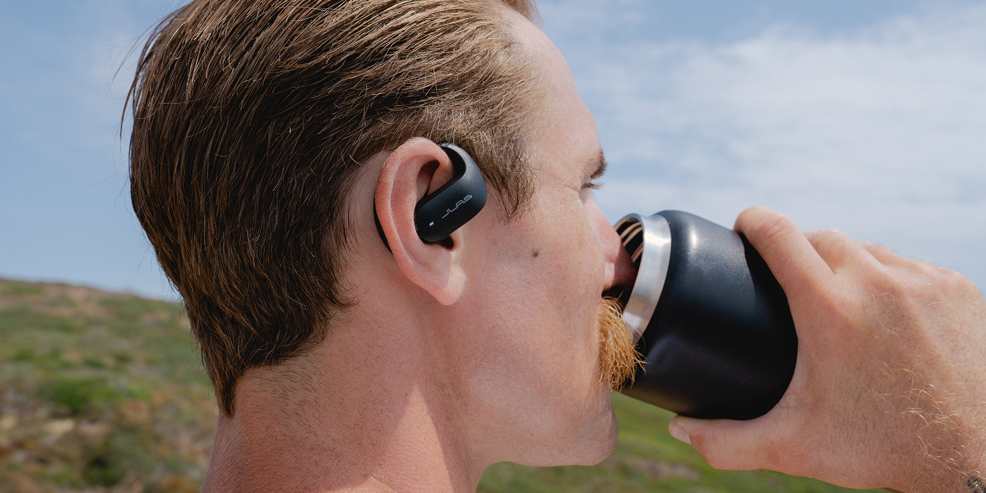 JBuds Open Sport Earbuds in ear