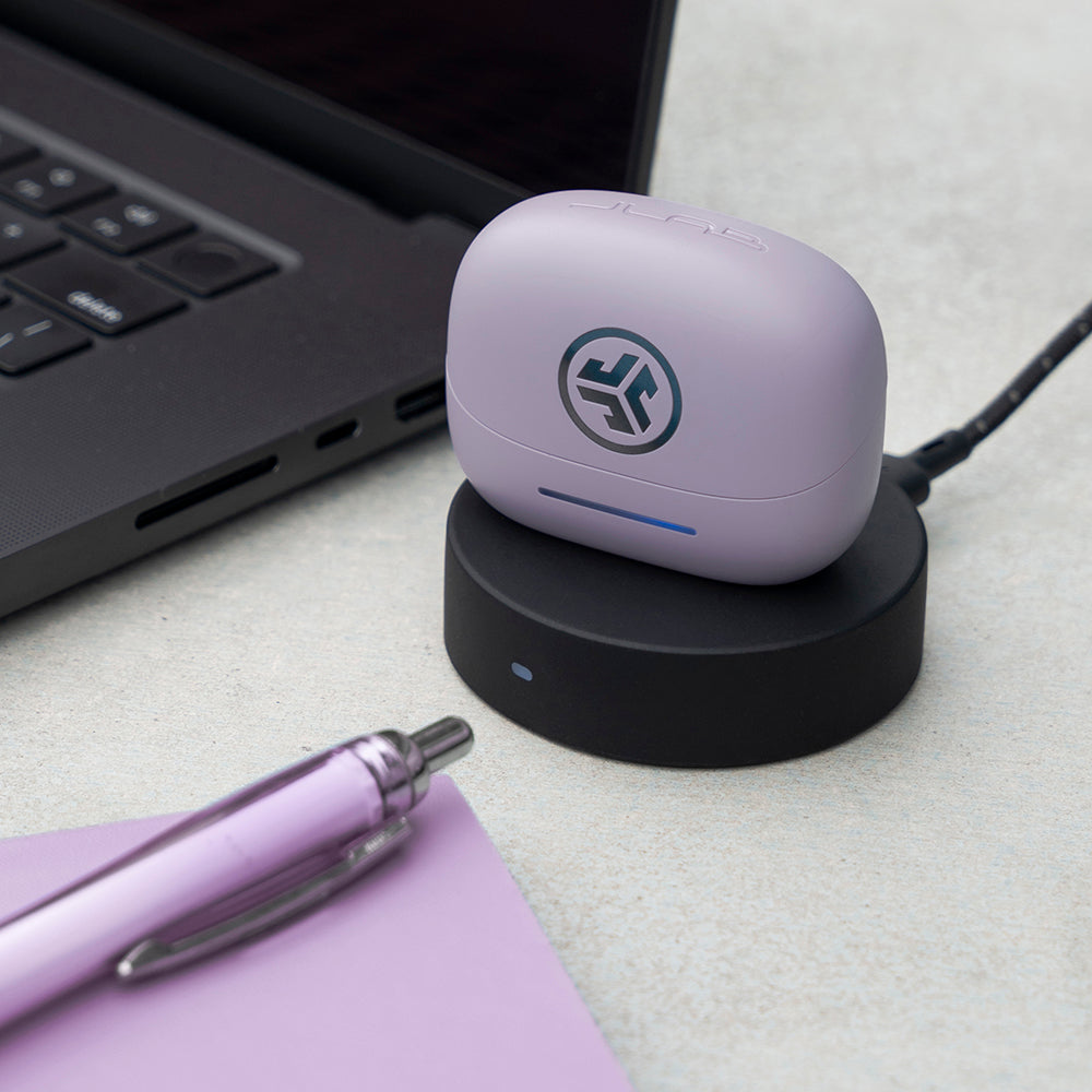 JBuds Pods ANC True Wireless Earbuds Mauve wireless charging
