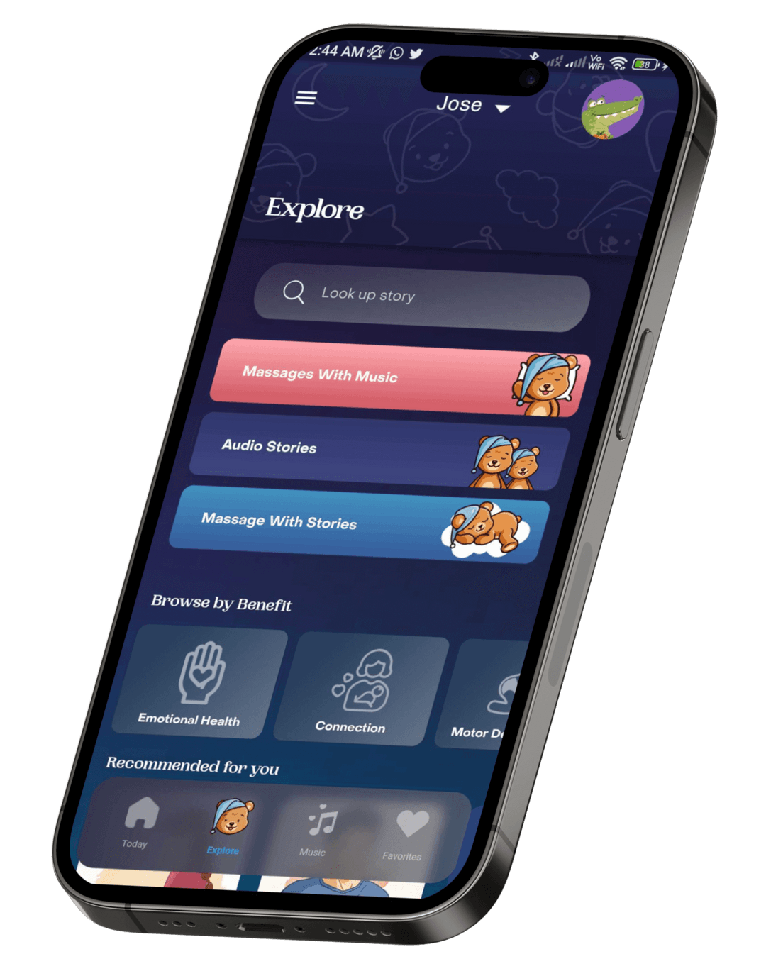 Smart phone showing the storybook app