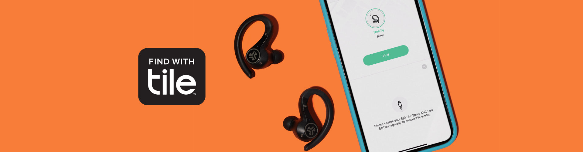 Tile app with earbuds