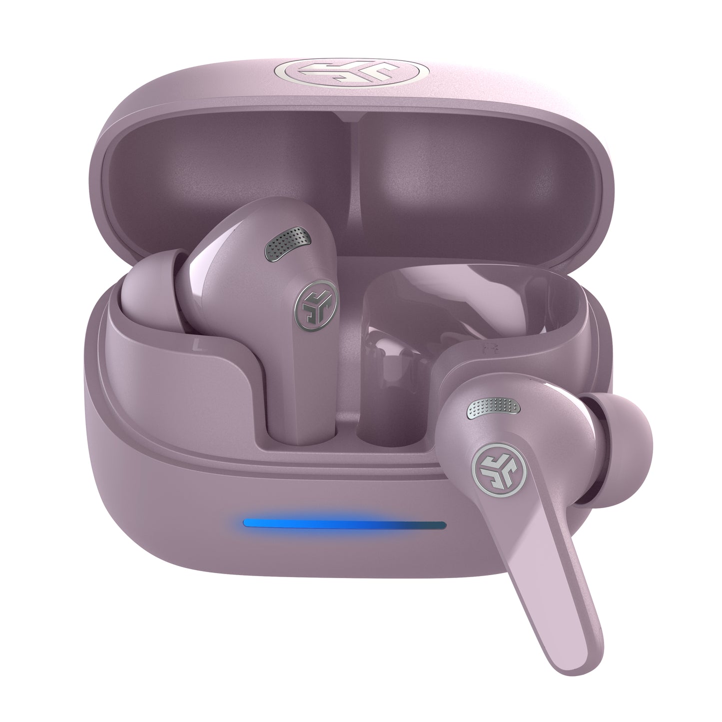 JBuds Pods ANC True Wireless Earbuds Mauve up close
