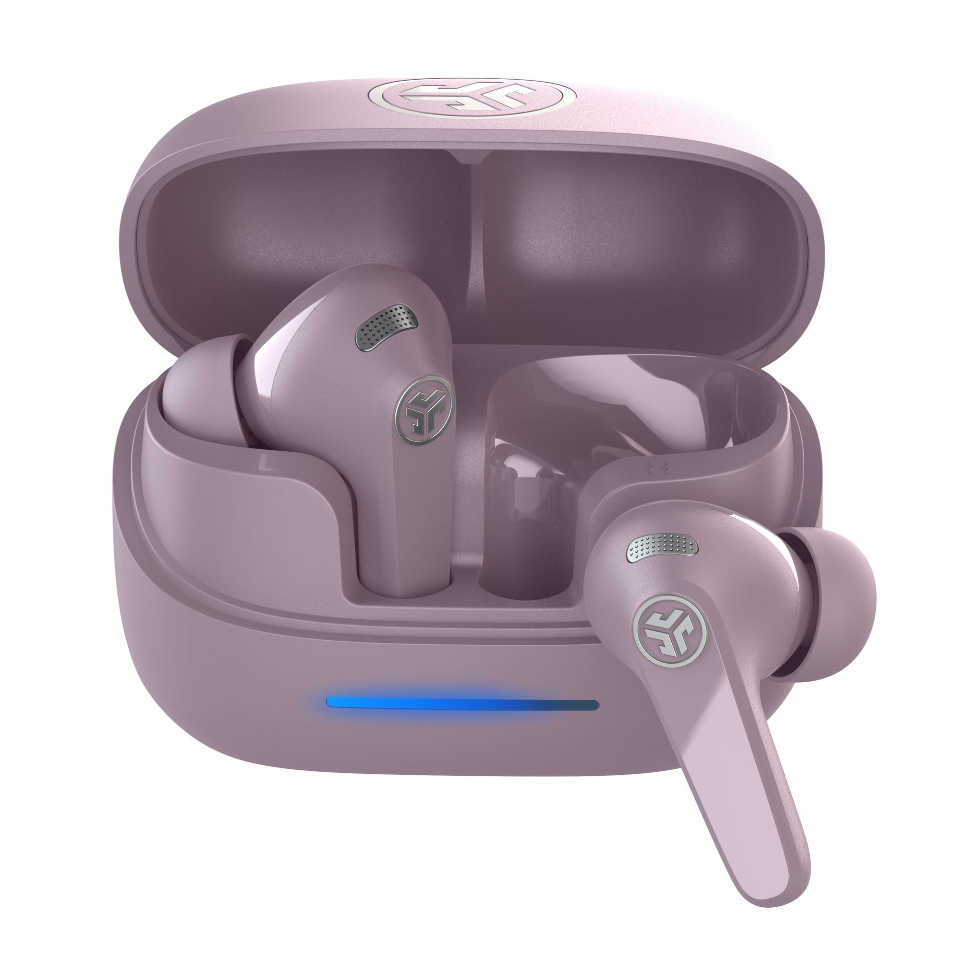 JBuds Pods ANC True Wireless Earbuds Mauve up close
