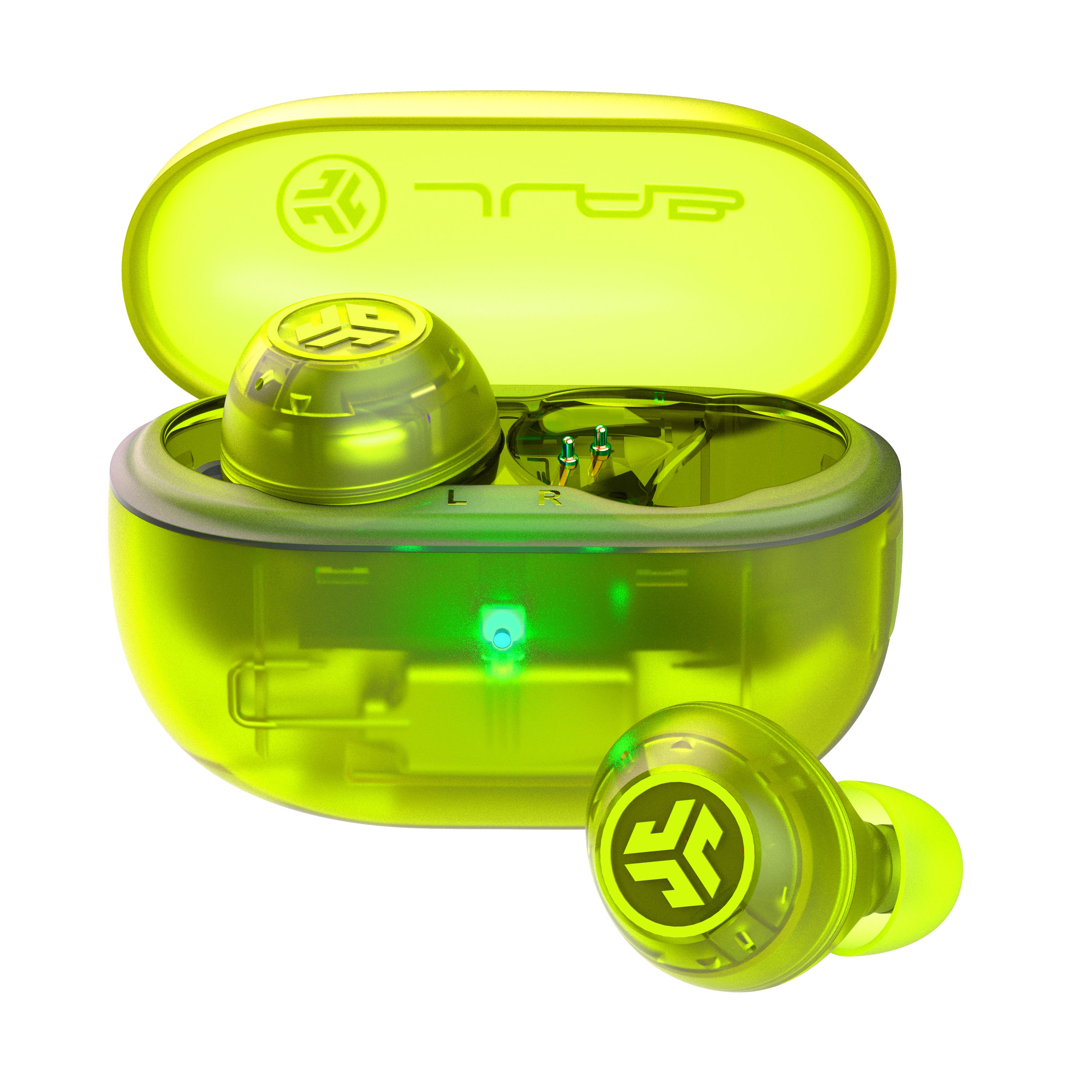 JLab Go Pop ANC True Wireless Earbuds Transparent Neon Green