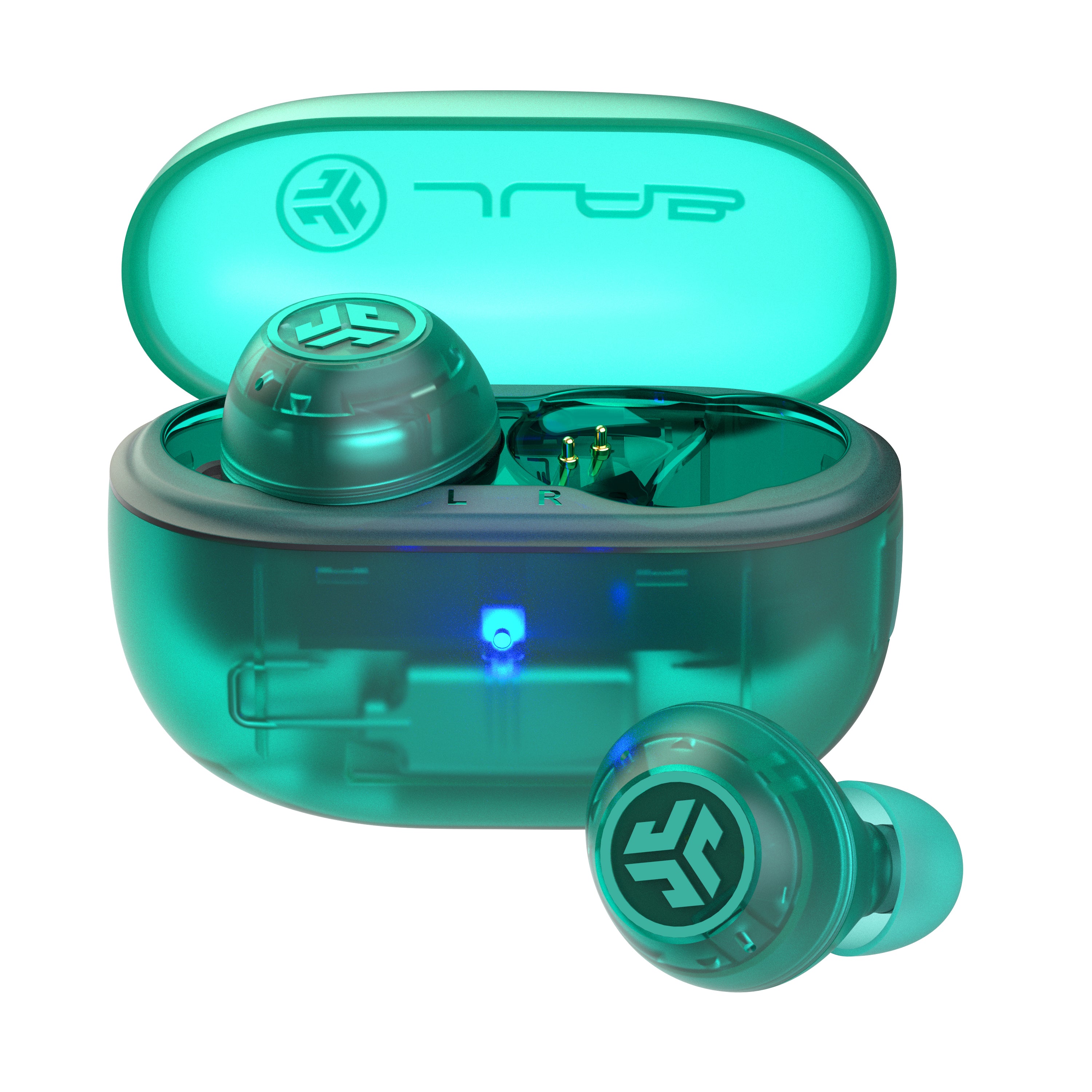 JLab Go Pop ANC True Wireless Earbuds Transparent Teal