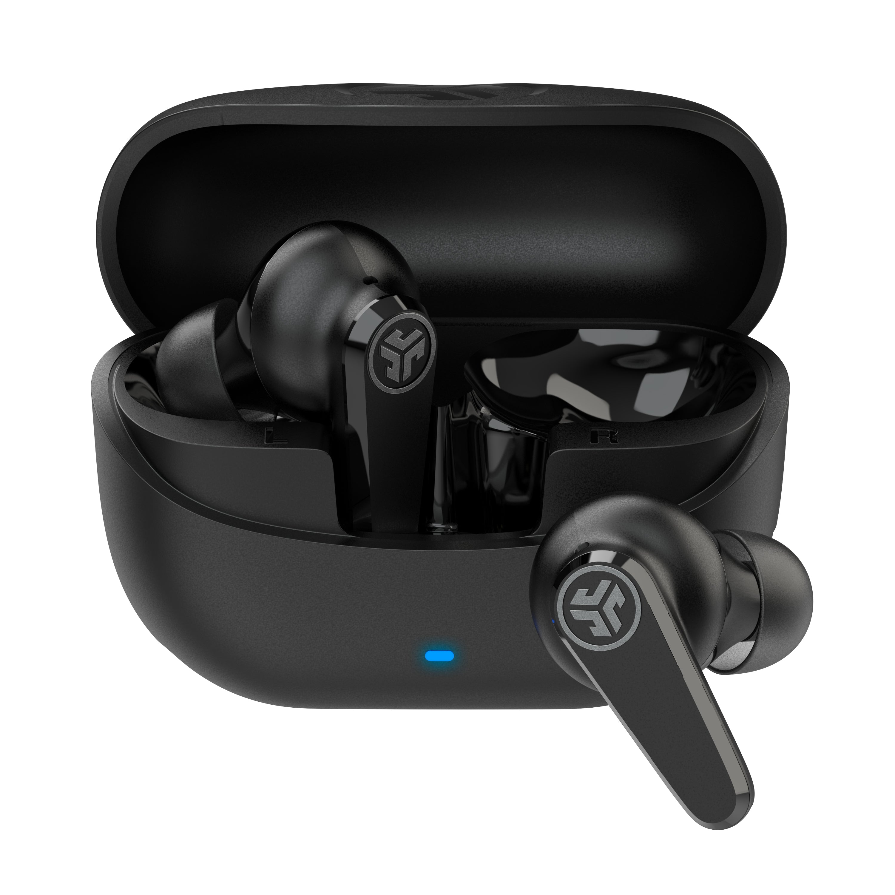 JLab Flex Open Wireless Earbuds – Black – Bluetooth With Charging Case (New)