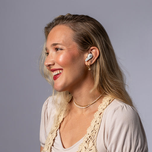 Go Pods ANC True Wireless Earbuds Cloud on model