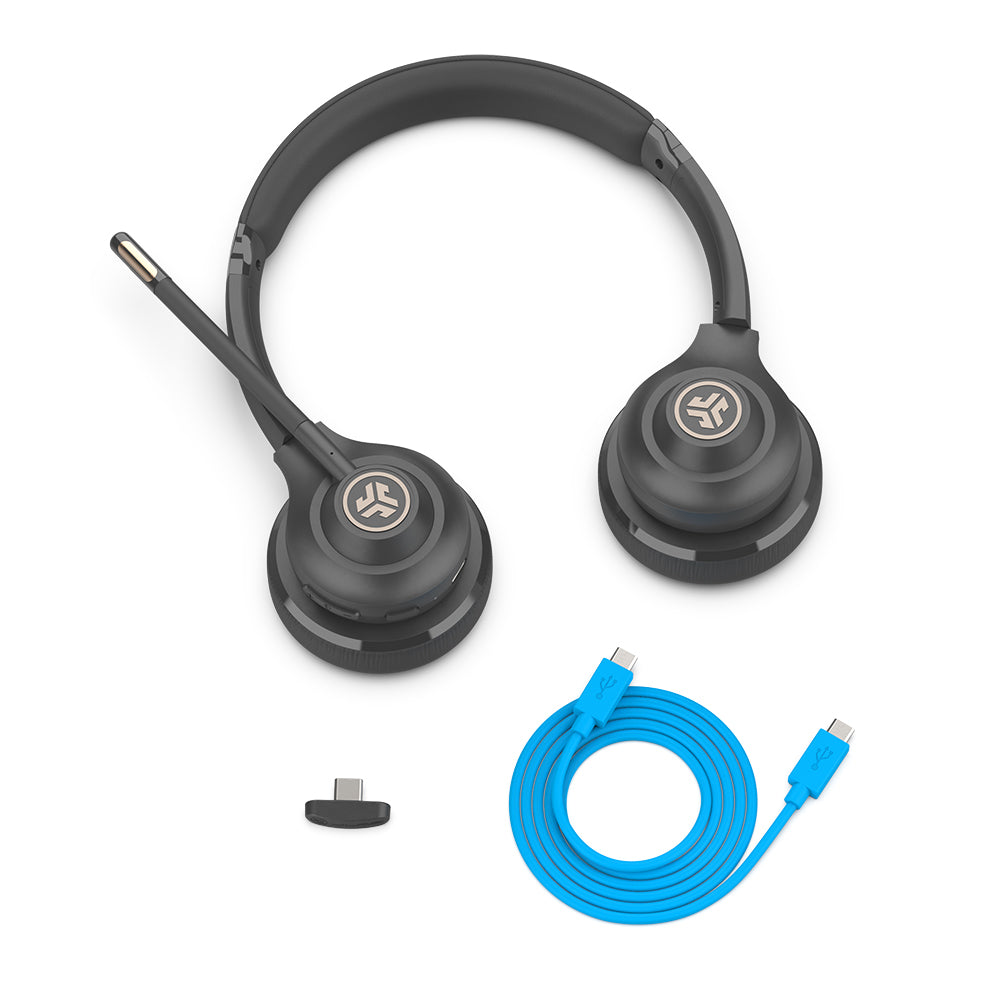 JLab Go Work Wireless Headsets with Microphone, 45+ Playtime PC Bluetooth  Headset and Multipoint Connect to Laptop Computer and Mobile, Wired or