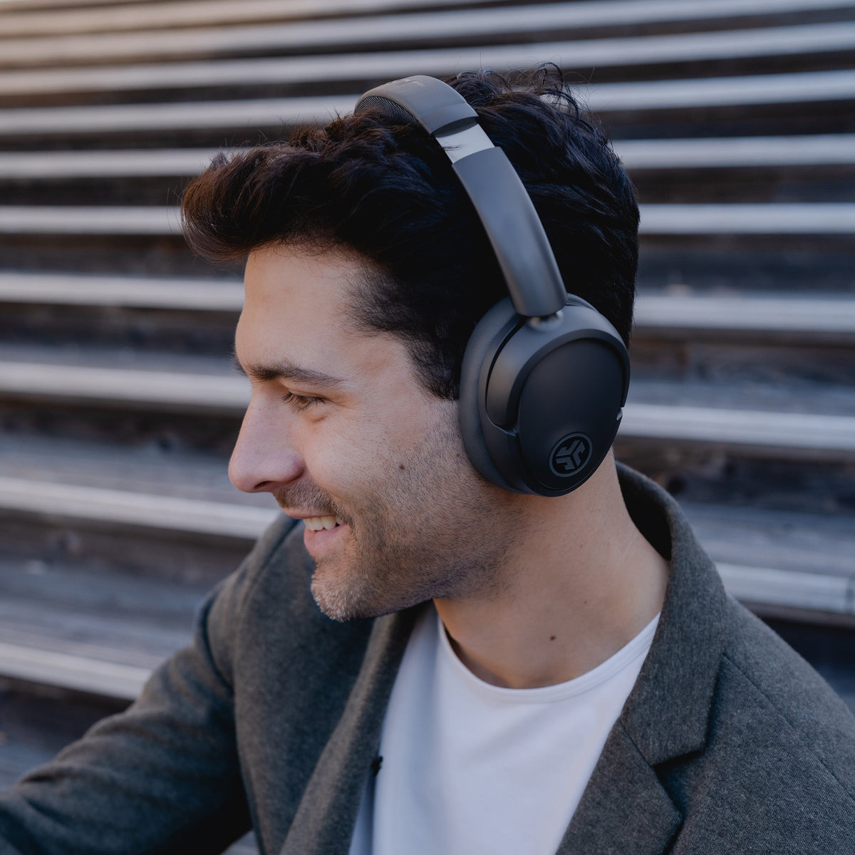JBuds Lux ANC Headphones in Graphite, lifestyle