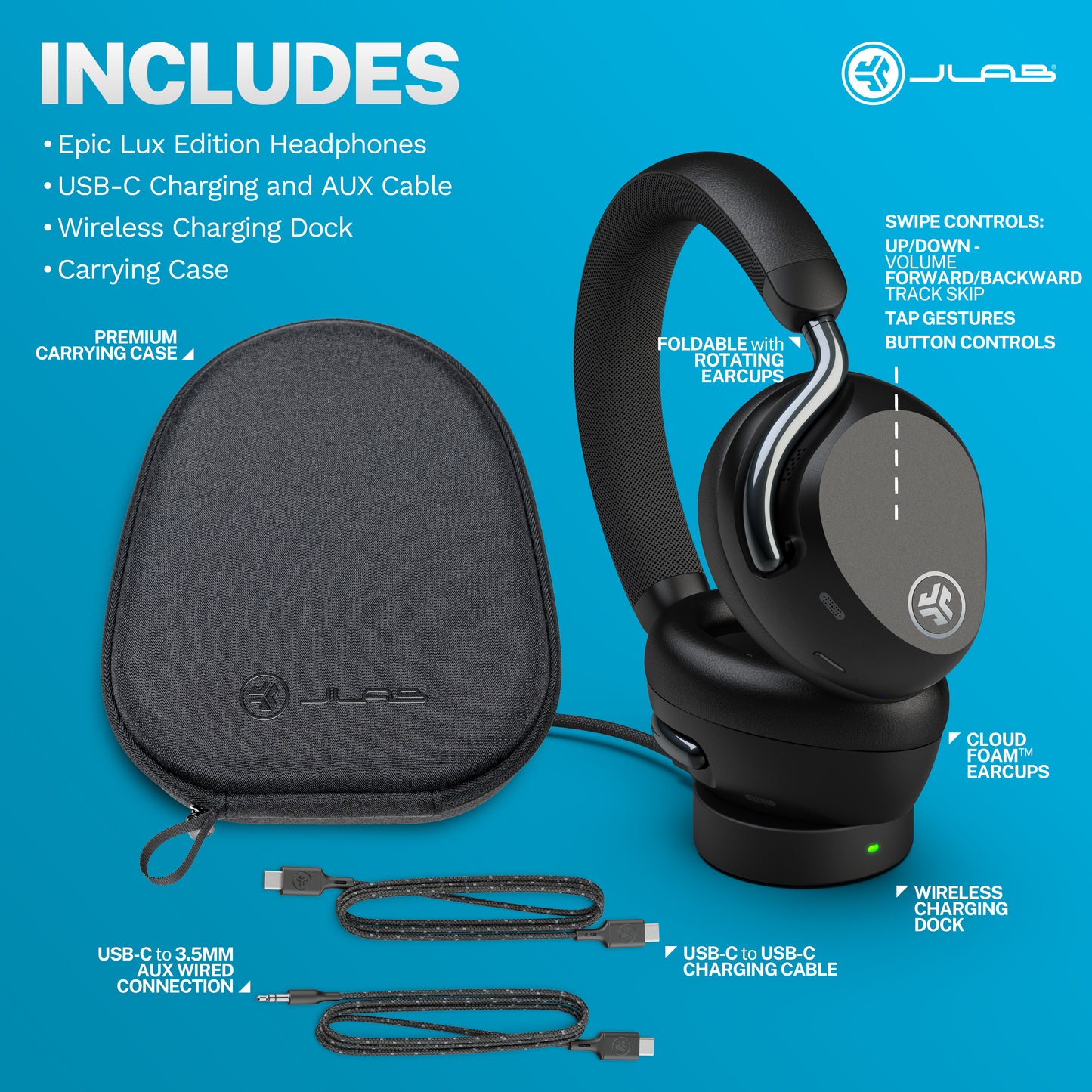 Auriculares supraaurales Epic Lux Lab Edition ANC Negros
