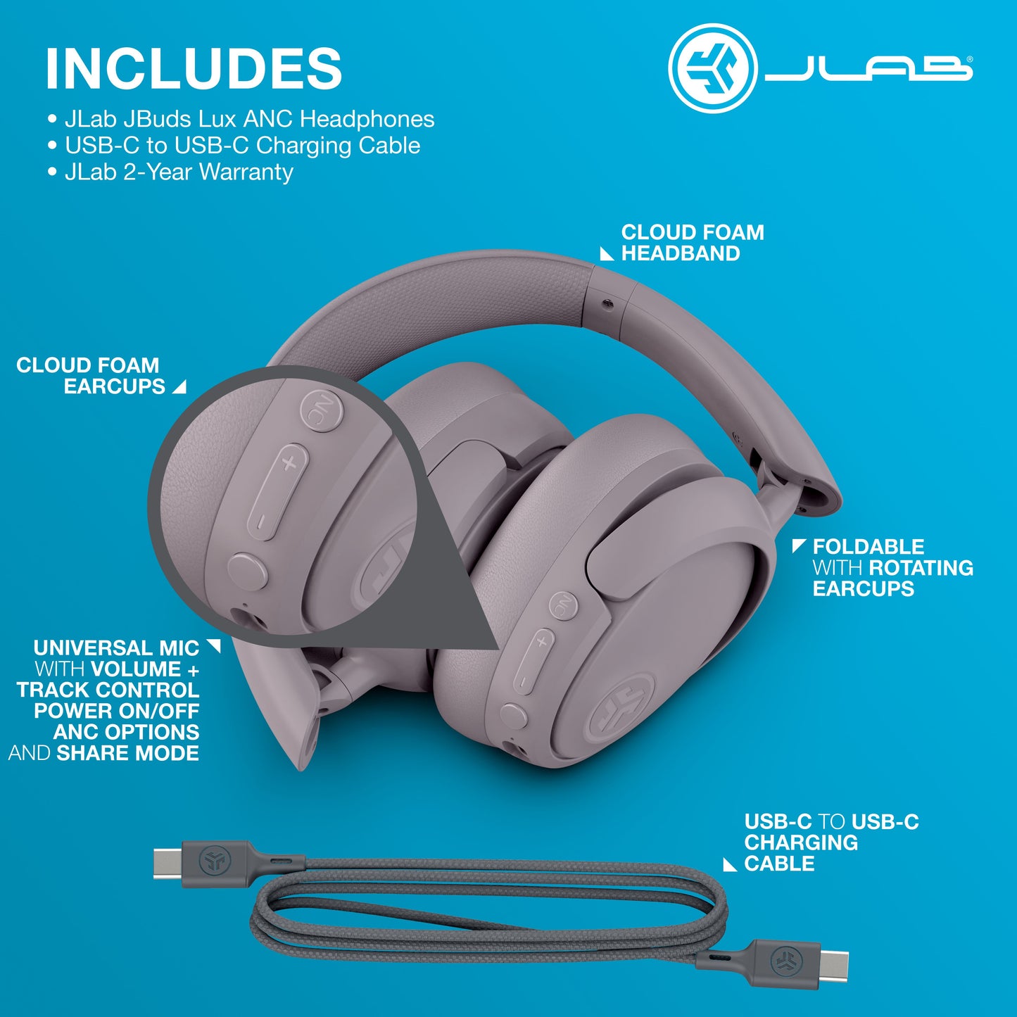 JBuds Lux ANC Over-Ear Headphones