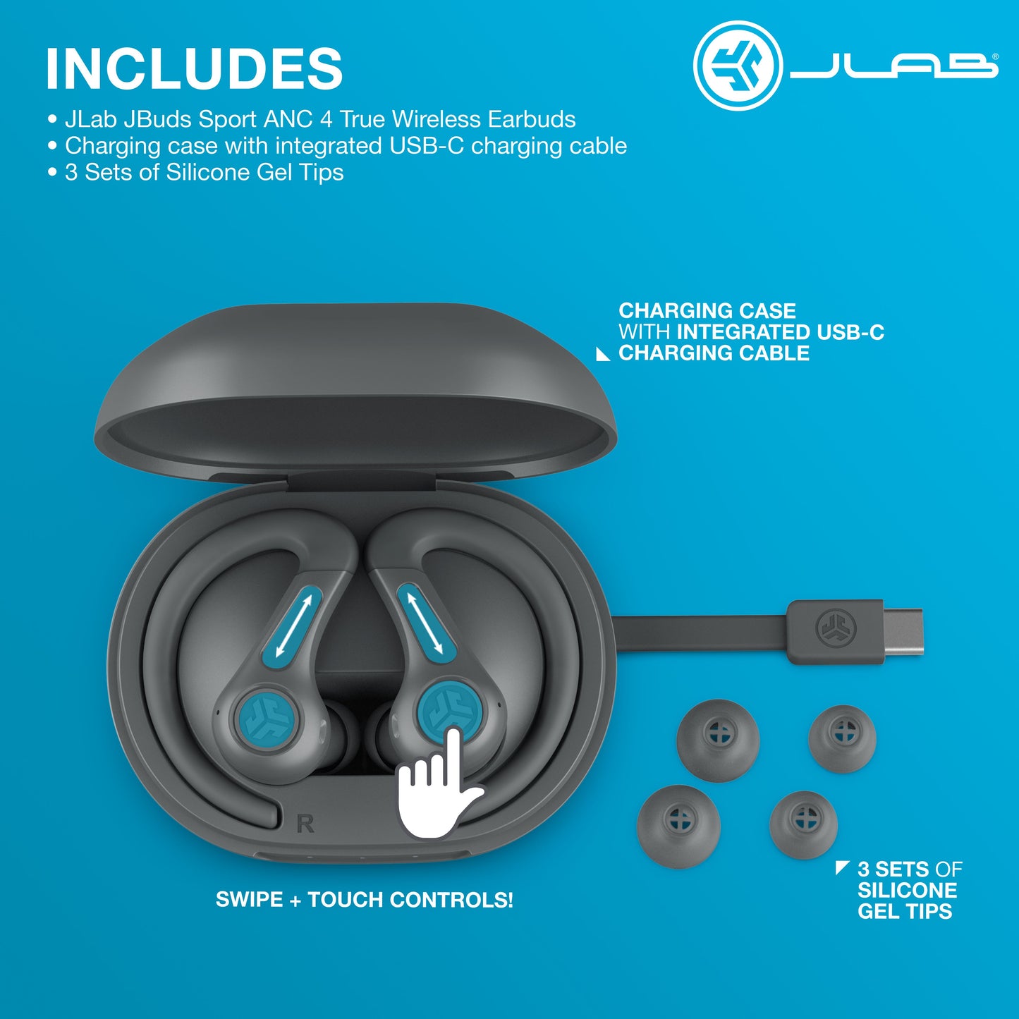 JLab JBuds Sport ANC 4 True Wireless Earbuds